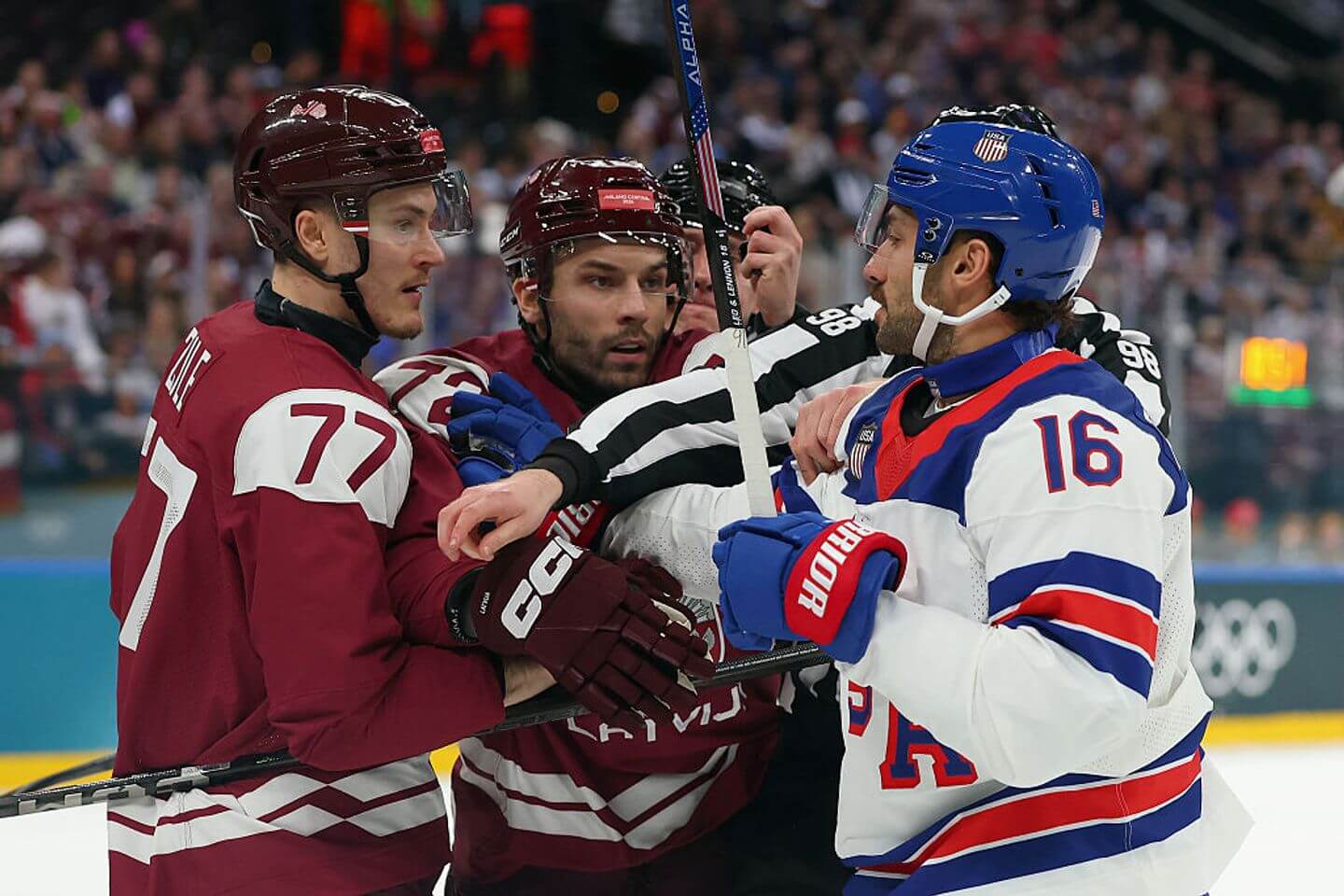USA vs. Latvia Olympic men's hockey score, live updates: Game tied through first period after two US goals overturned on review